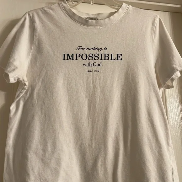 Forever 21 with purpose White Graphic T-Shirt with Inspirational Quote, size M - Picture 2 of 5